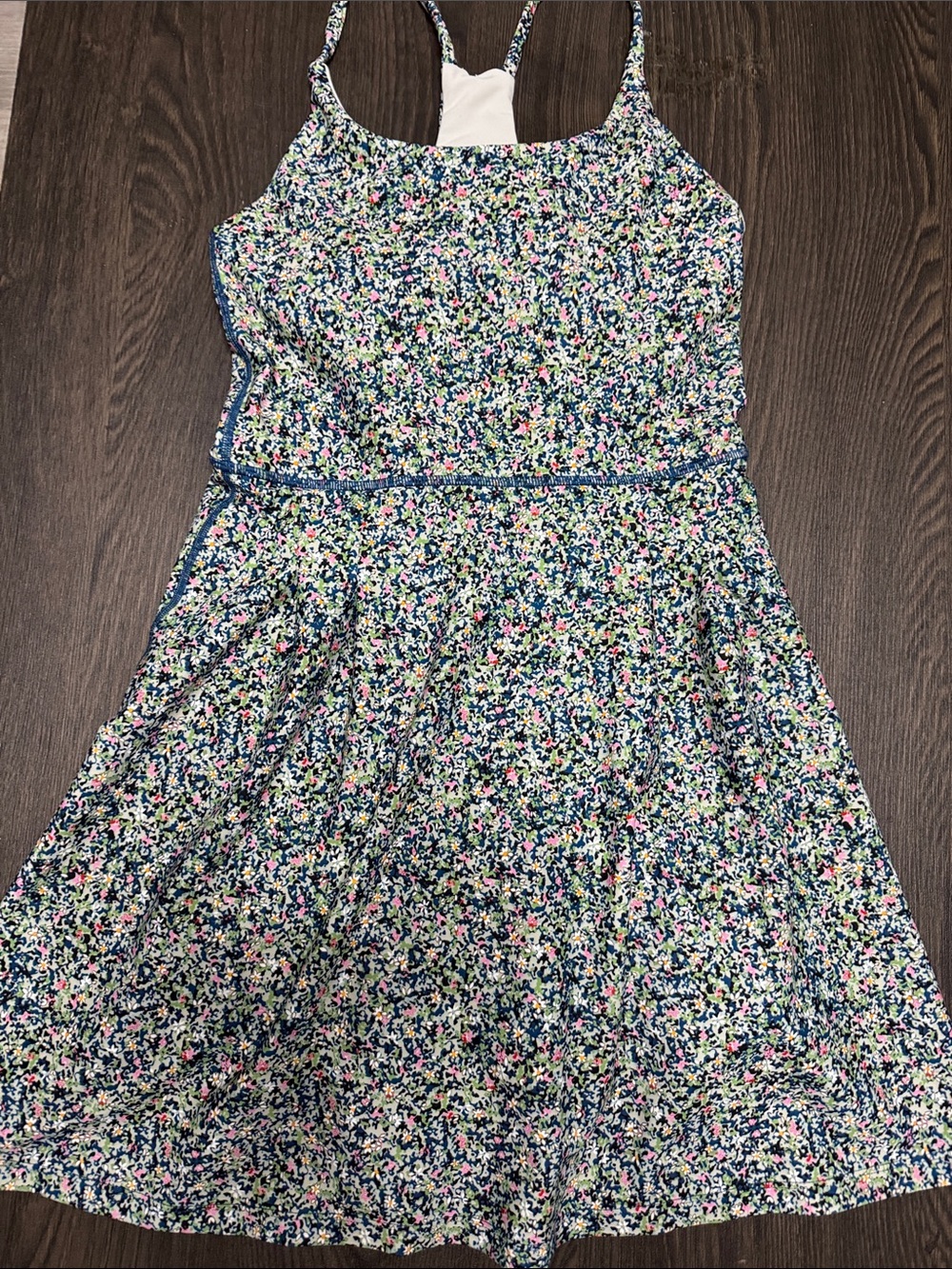 Navy Floral Casual Spaghetti-Strap Dress